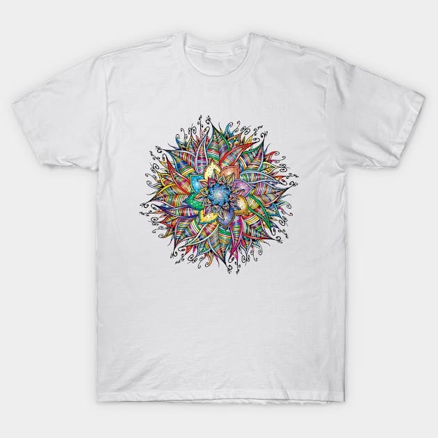 Elegant and detailed mandala design in multiple colours T-Shirt by Montanescu